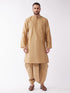Vastramay Men's Rose Gold Solid Silk Blend Kurta And Dhoti Set